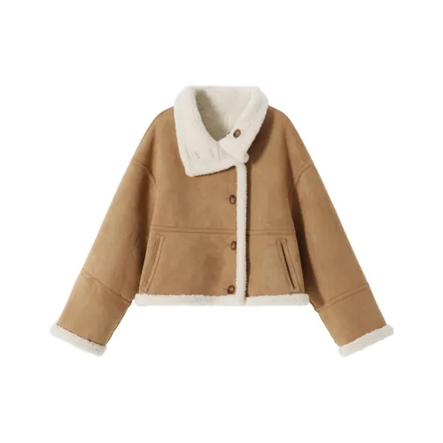 PAZZO Cropped Coat Women's Brown Yellow PAZZO Укороченное пальто женское коричневый желтый