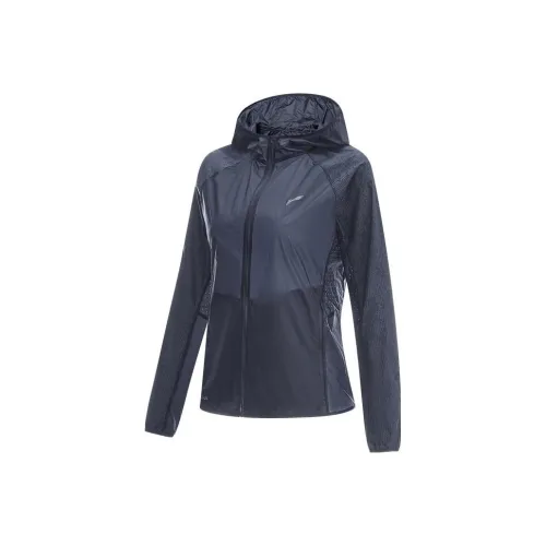LINING Running Collection Эбеново-черный Отражающий серебристый Принт Женская одежда с защитой от УФ-лучей