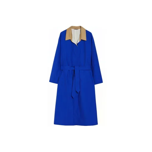 WEEKEND MaxMara Party Collection Водоотталкивающий Хлопок Холст Пылесос Пальто Тренчкот Женские Синий