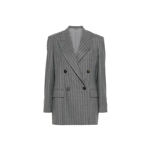 BRUNELLO CUCINELLI SS24 Бизнес-костюм Пальто Женское Средне-серое