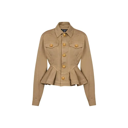 BALMAIN FW24 Denim Jacket Women's Sand Beige