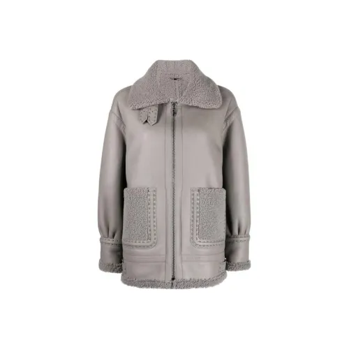 FENDI Серые Женские Кожаные Куртки