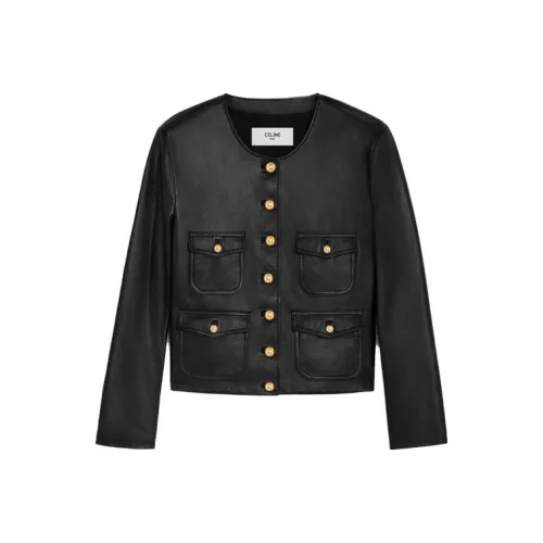 CELINE Кожа Куртка Женская Черная