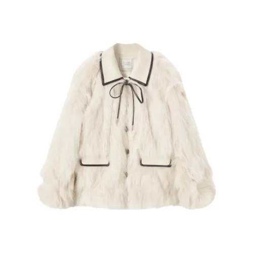 EICHITOO Экрю Комбинированный Женские Меховые изделия