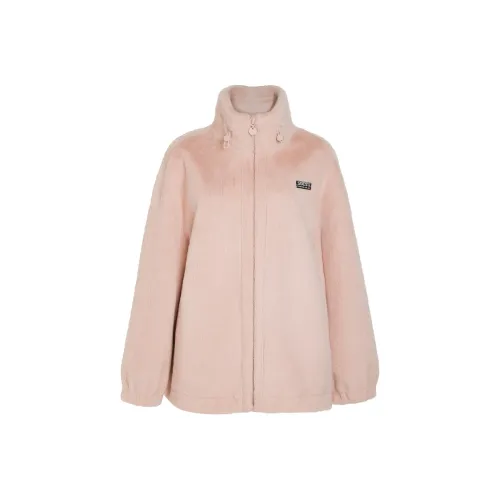 LOFT SHINE Однотонный Воротник-стойка Свободный крой Утолщенный Пух Женская Розовая