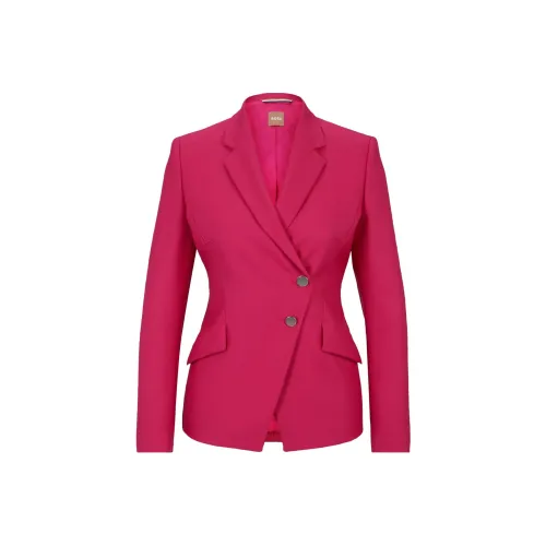 Hugo Boss Облегающий крой Куртка из новой шерсти саржа Бизнес Костюм Женские Розовый