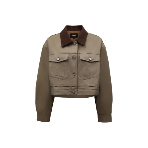 Only E05 Порт Коричневый Зеленый Женский Короткий Пальто