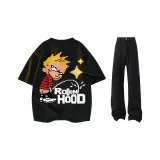 Черная футболка + черные джинсы