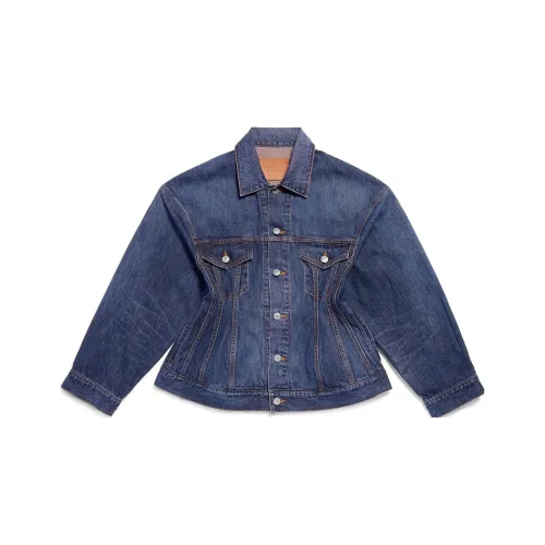 Balenciaga HOURGLASS Куртка в темно-синем дениме обычный крой женская синяя