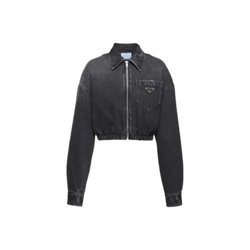 PRADA Темно-серое женское короткое пальто