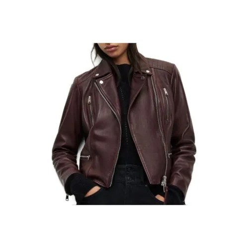 ALLSAINTS Темно-красные женские кожаные куртки