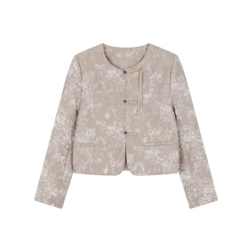 IHIMI Cropped Coat Women's Silk Apricot IHIMI Укороченное пальто женское шелк абрикос