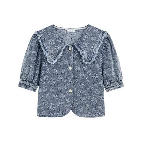 Pit Cropped Coat Женское средний деним синий