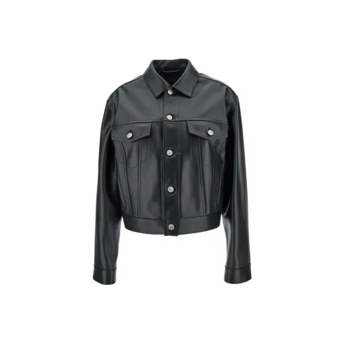 Balenciaga FW23 Кожа Куртка Свободный крой Женский Черный