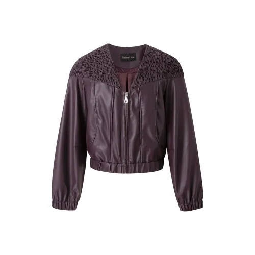 Maison Mai кожаная куртка женская бордового цвета