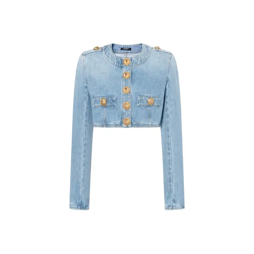 BALMAIN Синее Женское Короткое Пальто