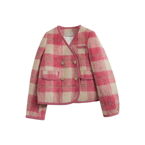 Cypress House Cropped Coat Women's Pink Plaid Cypress House Укороченное пальто женское розовая клетка