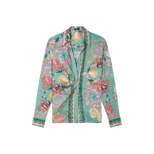 VERSACE Safety Pin SS25 Рубашка Женская Зеленая