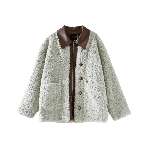 OUNIXUE Пальто Женское Серый и Кофейный