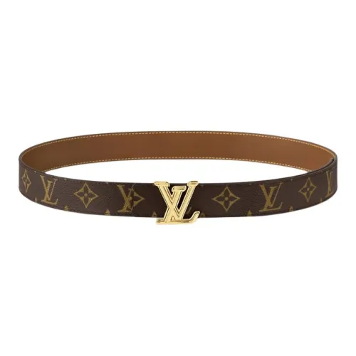 LOUIS VUITTON Кожаные ремни из кожи покрытые холстом мужские коричневые ширина 3 см