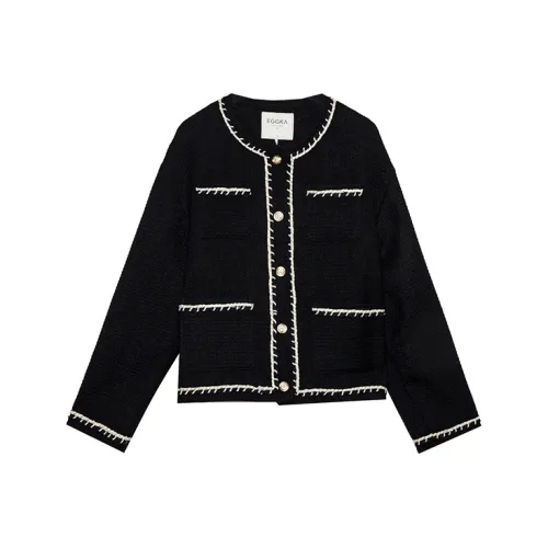 EGGKA Черное Женское Короткое Пальто