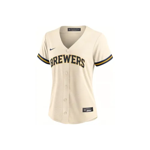 Nike MLB Collaboration Milwaukee Brewers Baseball Jacket Women's Ecru