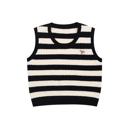 Geyini Жилет Женские Черный Белый