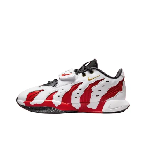 Nike Lebron 21 Ромб Шипы VARSITY PE Устойчивый к абразиву Низкий Топ Баскетбольные кроссовки Мужской Белый Красный Черный