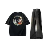 Комплект одежды (Черная рубашка с коротким рукавом + черные штаны)