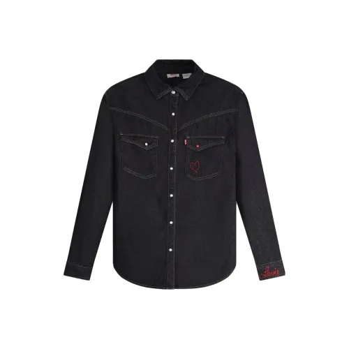 Levis Женские Джинсовые Куртки Черного Обсидиана