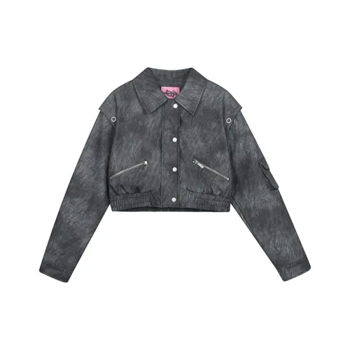 ANTICANDY Серые Женские Кожаные Куртки