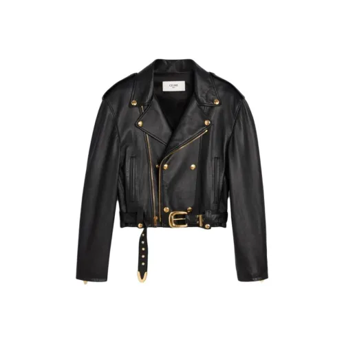 CELINE SS23 Кожа Куртка Женская Черная