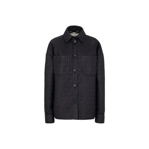 FENDI FW22 Кожа Куртка Женская Черная