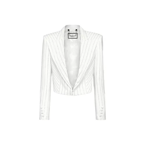 PHILIPP PLEIN Кадди Болеро Кристальный Полоска Бизнес Костюм Пальто Женское Белое