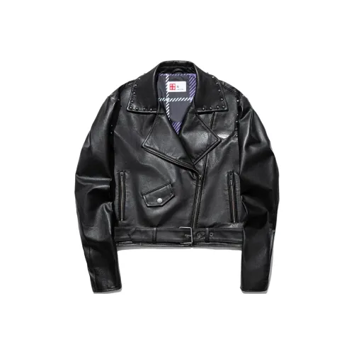 LINING X Pleasures кожаная куртка женская черного цвета