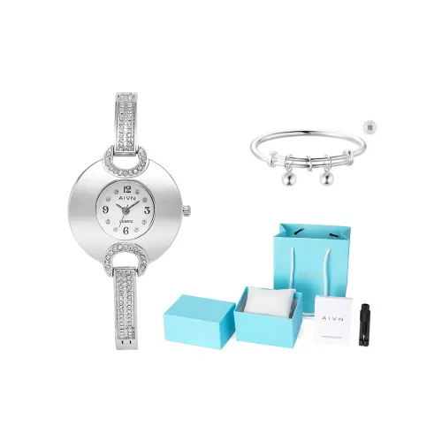 AIVN Все Over Ромб Гипсофила Кварцевый механизм Сплав Ремешок Часы Женские Белый Циферблат