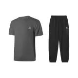 Комплект одежды [Серая рубашка с коротким рукавом + черные штаны]