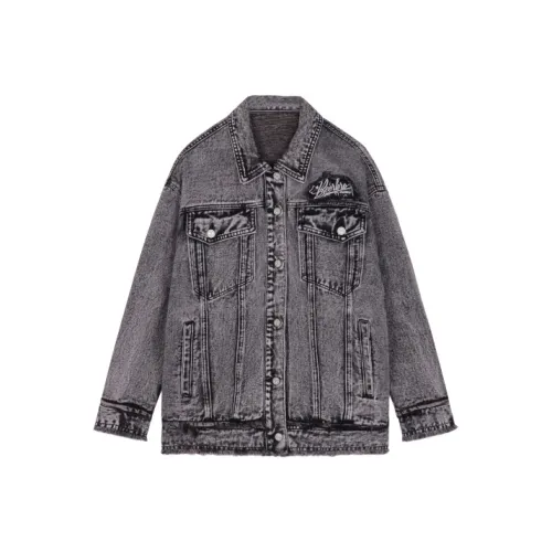 BEERBRO Loose Fit Denim Jacket Women's Black Purple