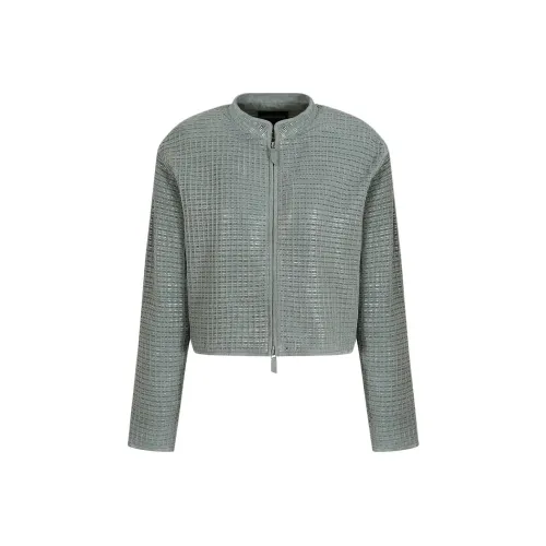 EMPORIO ARMANI SS24 Кожа Куртка Женская Серого цвета
