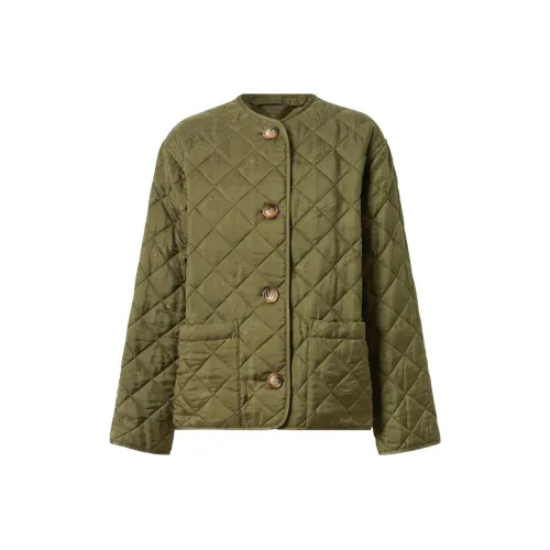 Burberry Хлопковый пуховик женский зеленый