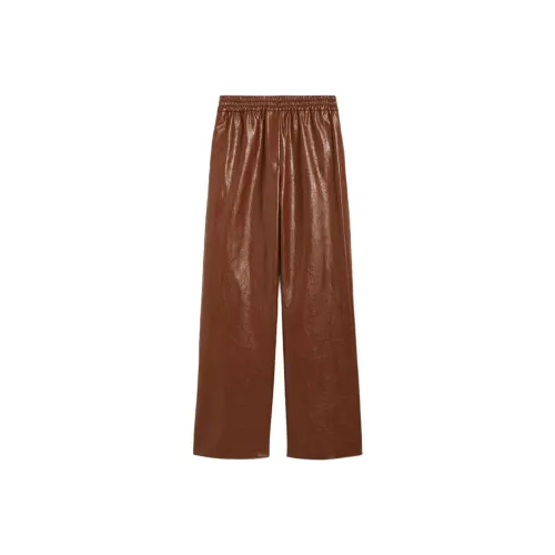 WEEKEND MaxMara Brezza Коллекция Ткань с покрытием PALAZZO Брюки Повседневные брюки Женские Табачный