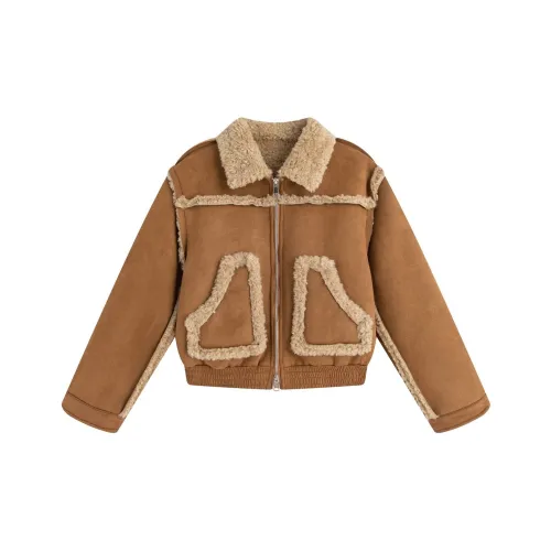 Delight In You Бархат Feel Пальто Женские Стиль Майярд Коричневый