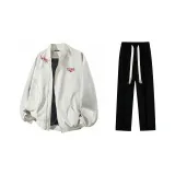 Комплект одежды (Абрикосовая куртка + Черные повседневные штаны)