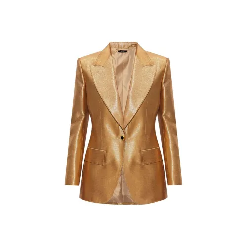 TOM FORD SS24 Бизнес Костюм Пальто Женское Золотое