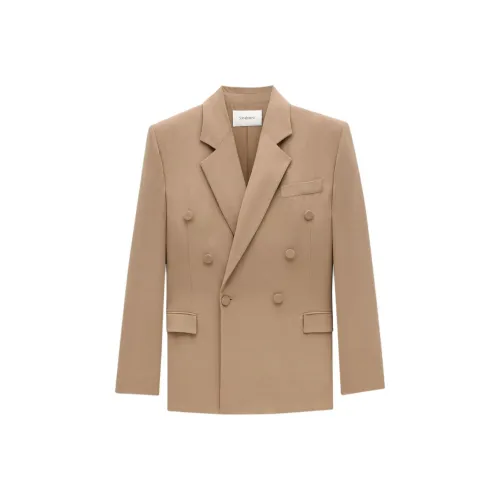 SAINT LAURENT Бизнес-костюм Пальто Женское Темно-бежевый
