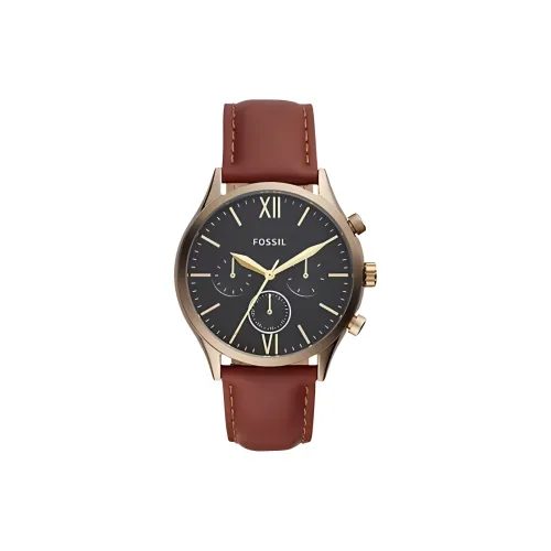 FOSSIL Наручные часы Кварцевый механизм Ремешок из нержавеющей стали 44 мм Черный циферблат Мужские часы