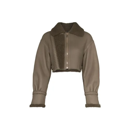 FENDI Умбра Женские Кожаные Куртки