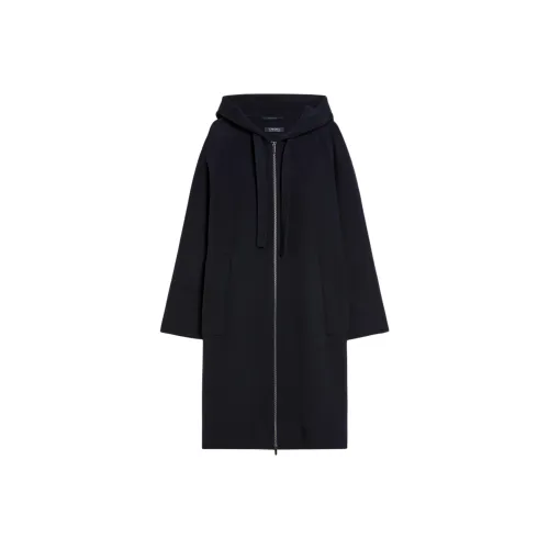 'S MAX MARA Felipe Коллекция Новое Шерстяное Пальто Женское Морской Синий