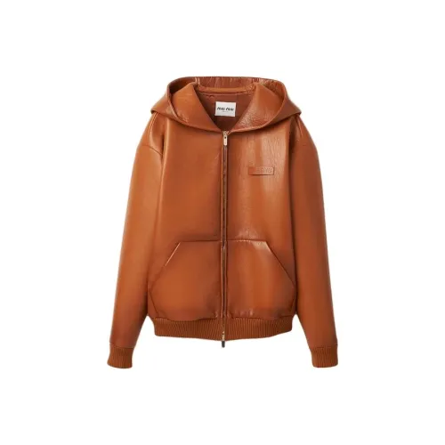 MIU MIU Кожа Куртка Женская Коньяк