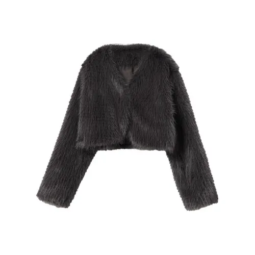 YITOUAGUA Черный кофе Женские меховые изделия